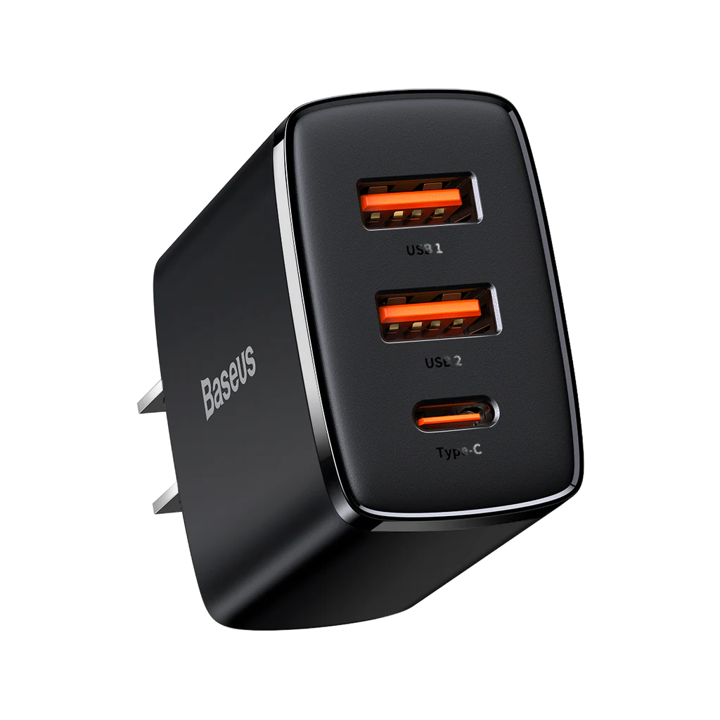 Baseus Compact Quick Charger 2U+C 30W Type C PD Fast Charging 3 Ports USB Baseus Compact Quick Charger 2U+C 30W Type C PD Fast Charging 3 Ports USB